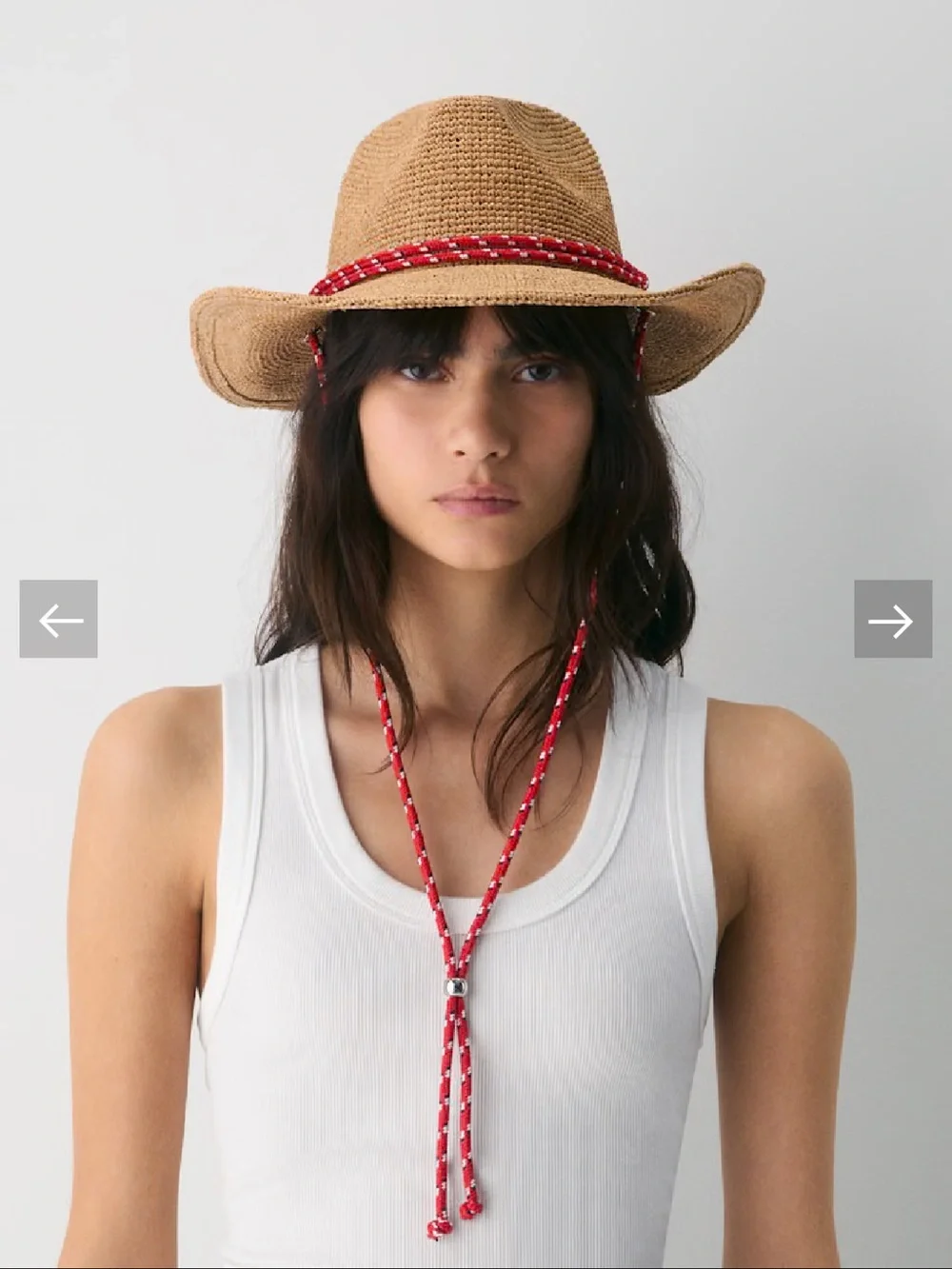Aritzia Lasso Raffia Strap Cowboy Hat Sandy Beige/Admiral Size XS